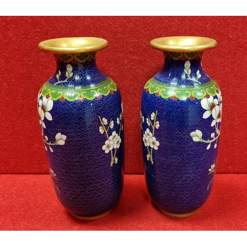 180 - Pair of Cloisonne Vases (18.5cm tall)