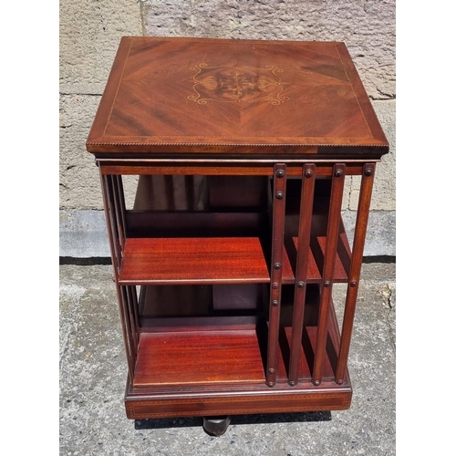 52 - Edwardian Mahogany Inlaid Revolving Bookcase