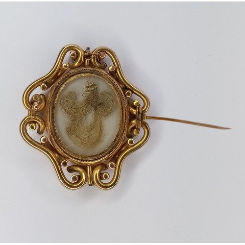 401 - Mourning Brooch, with lock of hair on reverse