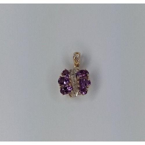 419 - 9ct Gold Amethyst Butterfly Pendant