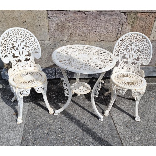 505 - Cast Iron Garden Table and 2 Chairs