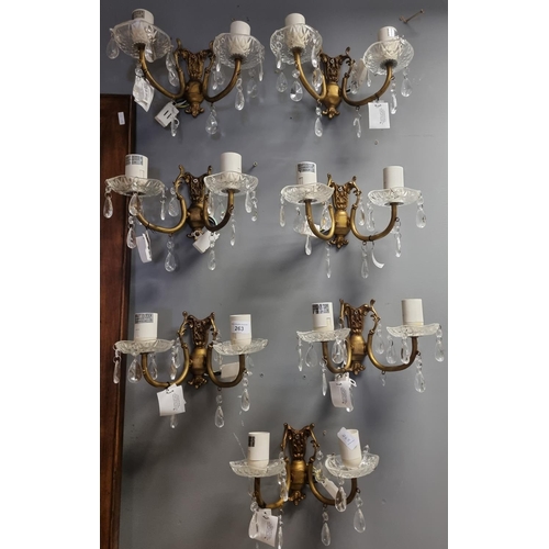 263 - Lot of 7x 2 Branch Wall Lights