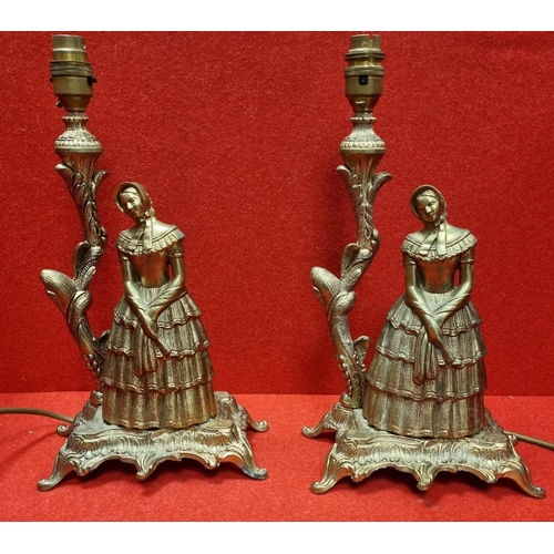 266 - Pair of Brass Table Lamps

Height 35cm Overall
 Height of Lady 25cm