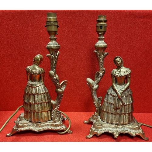 266 - Pair of Brass Table Lamps

Height 35cm Overall
 Height of Lady 25cm