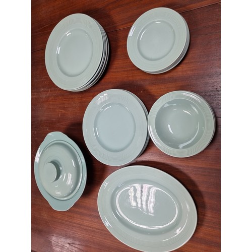 484 - Wood & Sons 1940s Green Beryl Dinner Set comprising 6 each 7