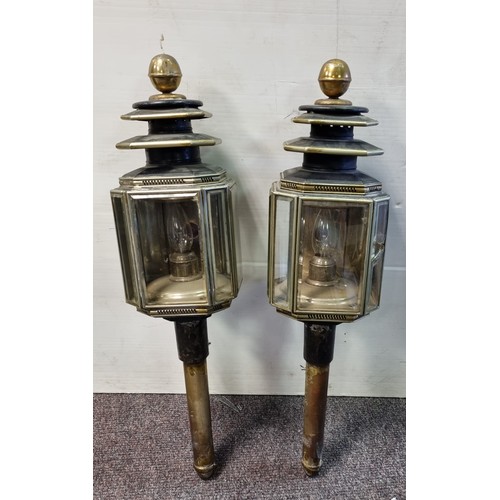 538 - Pair Carriage Lamps with wall brackets