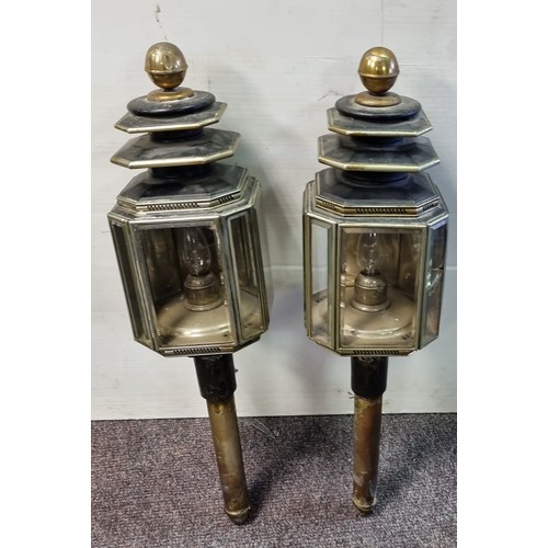 538 - Pair Carriage Lamps with wall brackets