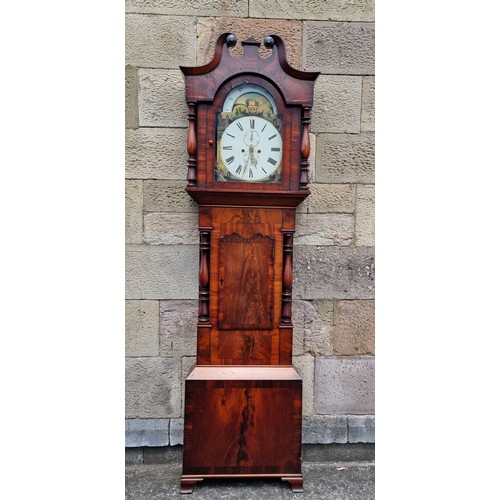 490 - Mahogany Long Case Grandfather Clock with Rolling Moon Face