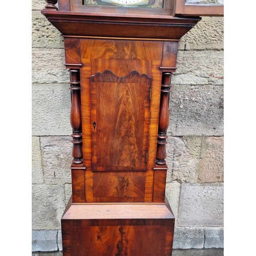 490 - Mahogany Long Case Grandfather Clock with Rolling Moon Face