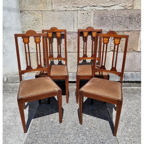 731 - Edwardian Inlaid Set of 4x Parlour Chairs