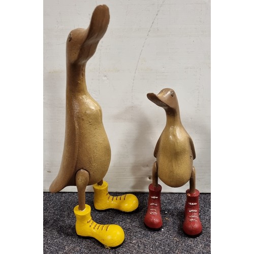 849 - Pair Cast Iron Garden Ornaments (Ducks) tallest 34cm