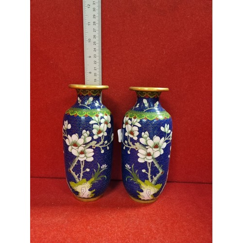 180 - Pair of Cloisonne Vases (18.5cm tall)