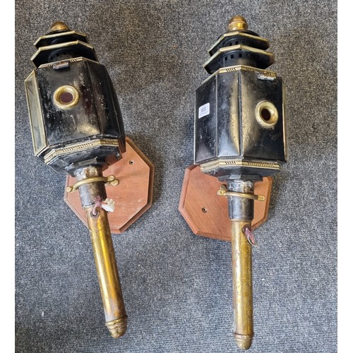 538 - Pair Carriage Lamps with wall brackets