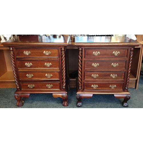 66 - Pair of Mahogany Four-Drawer Bedside Lockers 

H:75 x W:64 x D:41cm