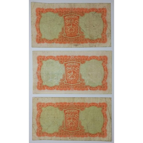 625 - 3 x 10 Shilling Irish Note, Lady Lavery, 1968