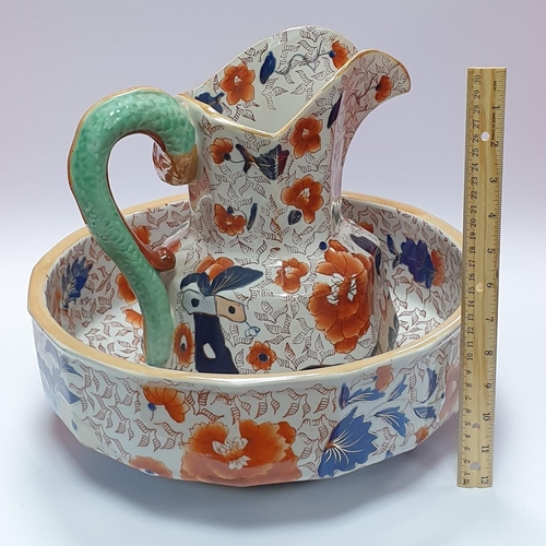 16 - Ironstone Imari Basin & Ewer Set