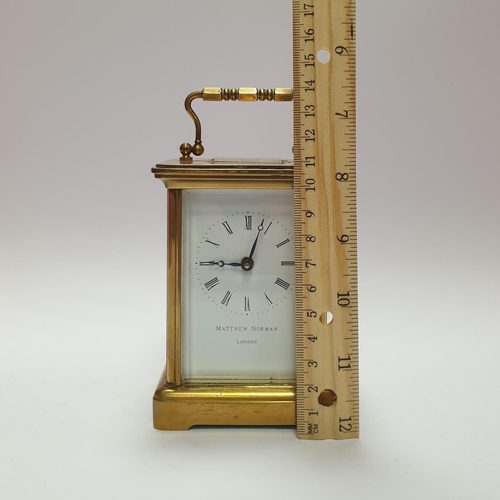 22 - Late 20th century Matthew Norman Brass Carriage Clock with Key