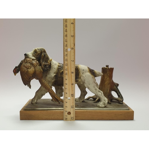 28 - Table Lighter - Spelter Dog & Pheasant