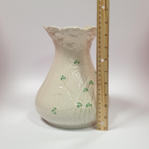 29 - Large Beleek Vase, Shamrock Pattern