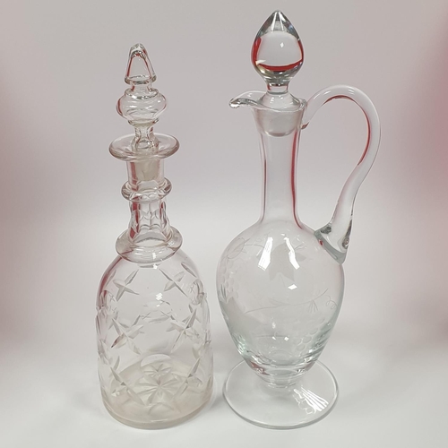 33 - Cut Glass Bowl (H:23 x D:28cm) & Two Carafes