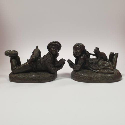 36 - Genesis Mantel Clock & Two Genesis Figurines (Boy and Girl - some damage to girl)