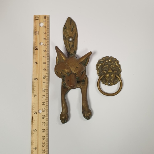 47 - Antique Fox Knocker & Lion Handle