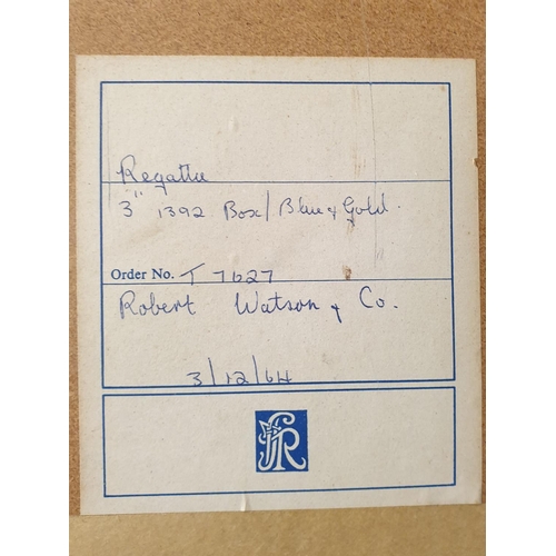 66 - Framed Painting on Board Regatta Blue and Gold, H:46 x W:106cm