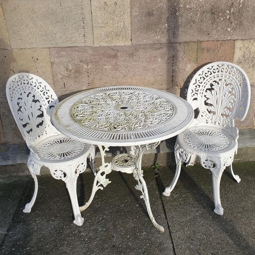 643 - Garden Table & Two Chairs, Aluminium