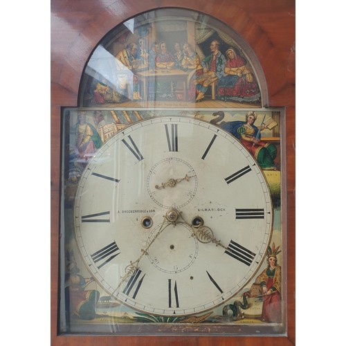 1 - Breckenridge Mahogany Longcase Grandfather clock with painted face complete with weights and pendulu... 