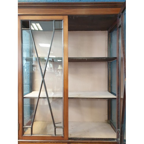 19 - Inlaid Display Cabinet with Two Shelves, Two Drawers. H:170 x W:90 x D:34cm