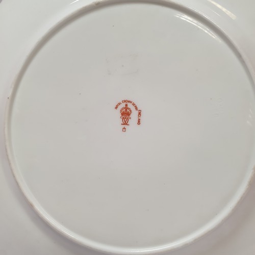 20 - Five Royal Crown Derby Floral Pattern Plates, 22cm Diameter, 1891-1921 Factory Mark, 1913 Cypher