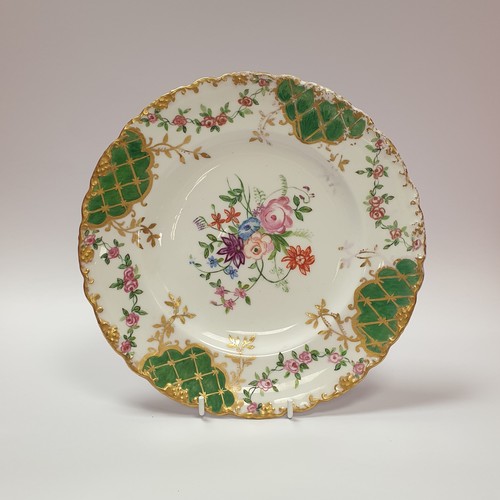 20 - Five Royal Crown Derby Floral Pattern Plates, 22cm Diameter, 1891-1921 Factory Mark, 1913 Cypher