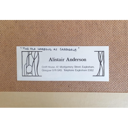 22 - Framed Painting -Oil on Board,  The Old Harbour at Carradale by Alistair Anderson. H:46 x W:88cm