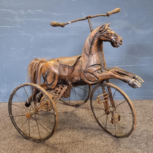 26 - Tricycle, Carved Horse. H:85 x W:90 x D:63cm