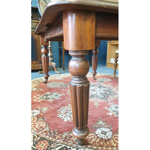 35 - Victorian Mahogany Telescopic Dining Table with One Leaf, Extended 145 long x W:100cm (with a 40cm l... 