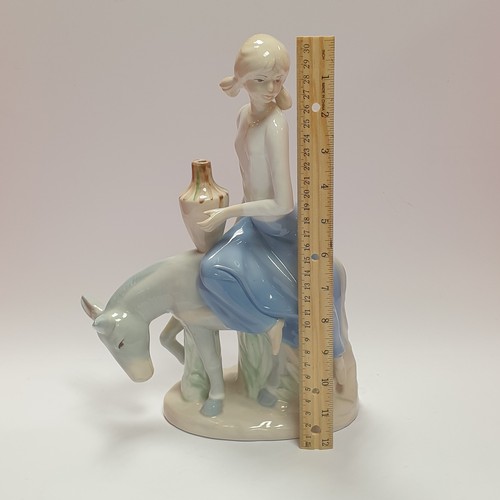 54 - Ornament, Girl on Donkey -  Casades Spanish, Height 30cm