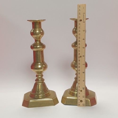 44 - Pair of Brass Candlesticks, height 27cm