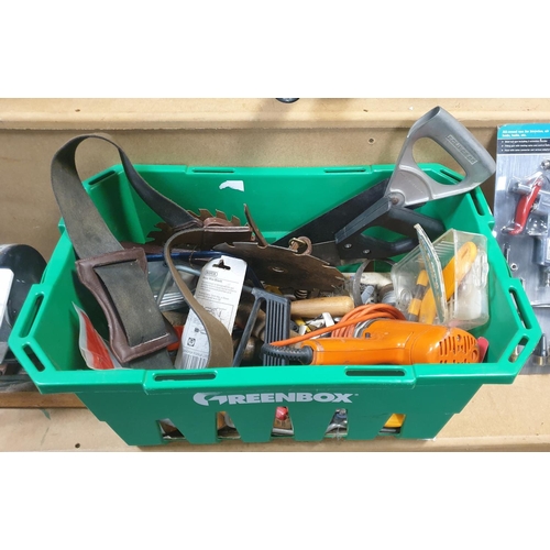 93 - Box of Assorted Tools, Drill & Accessories