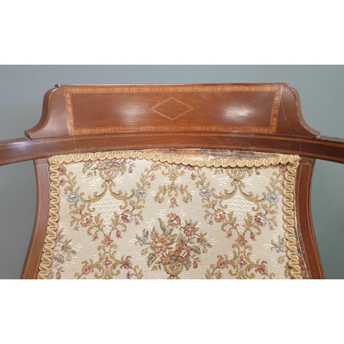 60 - Edwardian Mahogany Inlaid Occasional Chair
