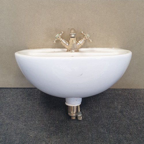 330 - Porcelain Sink Basin with Gold Coloured Fixtures