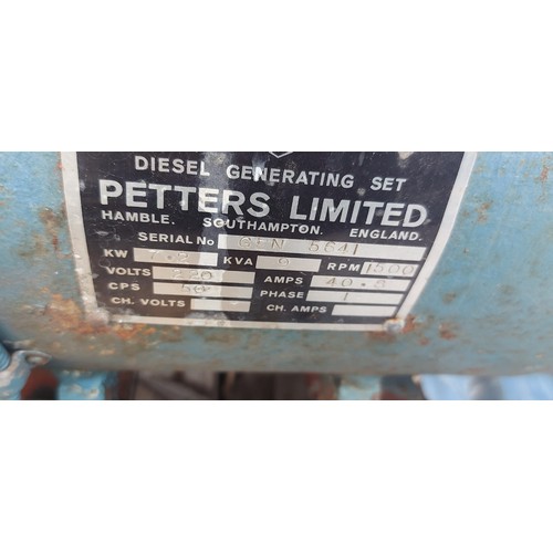 336 - 7.5 KVA 2 Cylinder Petter Diesel Generator (online viewing only)