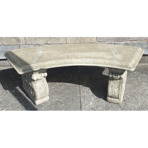 341 - Curved Concrete Carden Bench, H:43 x W:120cm