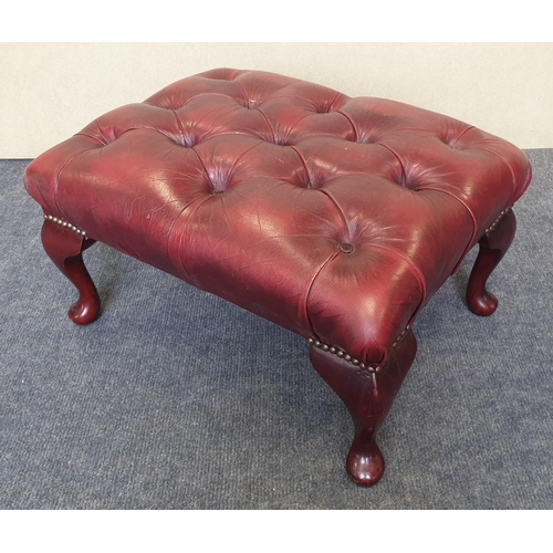 7 - Chesterfield Style Oxblood Leather Footstool, H:30 x W:60 x D:45cm