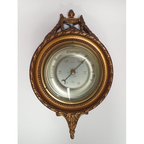 8 - Gilt Barometer Smith's Made In England, Diameter 25cm
