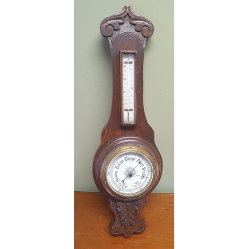 10 - Oak Banjo Barometer, Length 65cm