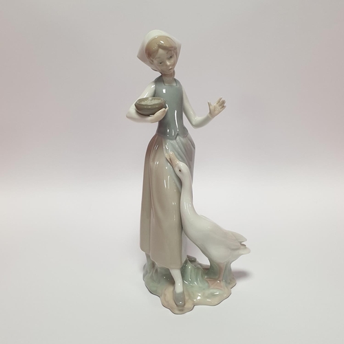 38 - Lladro Figure, Girl with Goose. Height 23cm