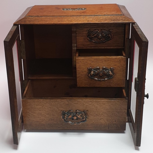 54 - Oak Jewellery Cabinet, H:28 x W:29 x D:19cm