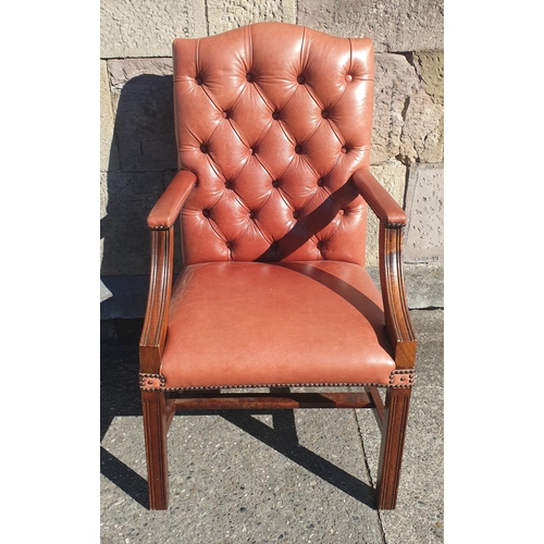 60 - Leather Button Library Chair
