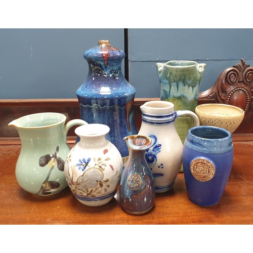 66 - 8pcs Blue Handthrown Pottery