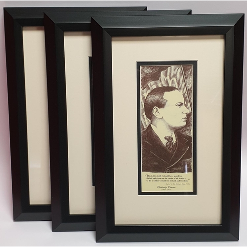 119 - Three Framed Prints Depicting Irish Patriots, H:36 x W:23cm